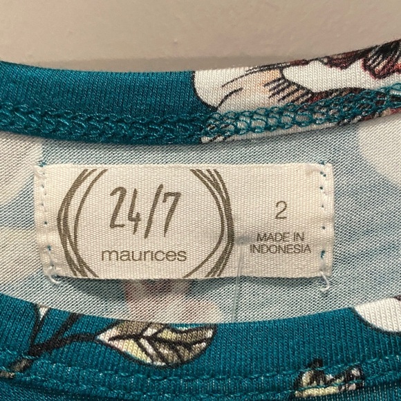 Maurices Dark Teal Floral Midi Sleeveless Dress size 2 - Picture 2 of 7